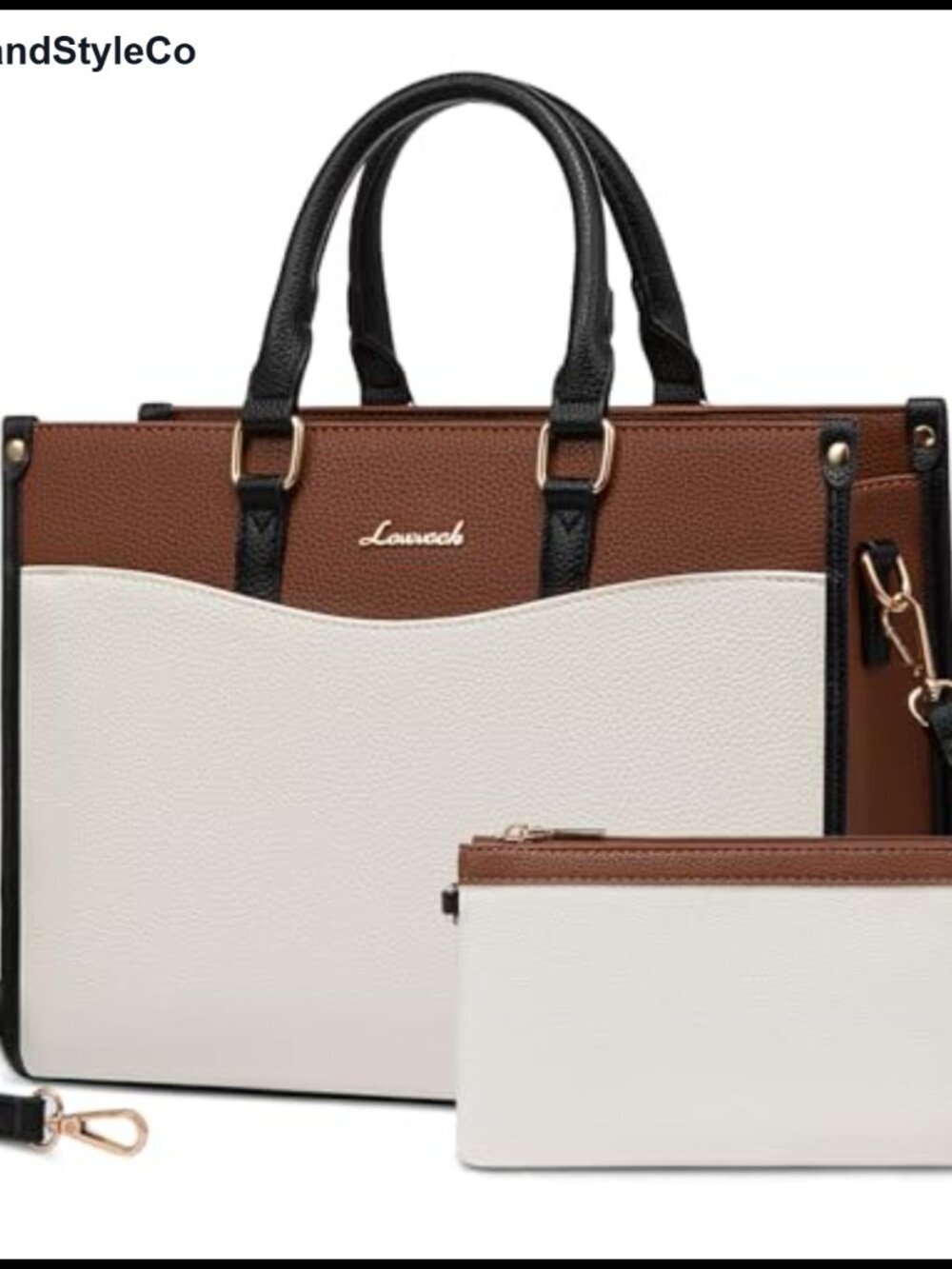 Vegan Leather Satchel Tote Bag with Top Handle and Crossbody Strap